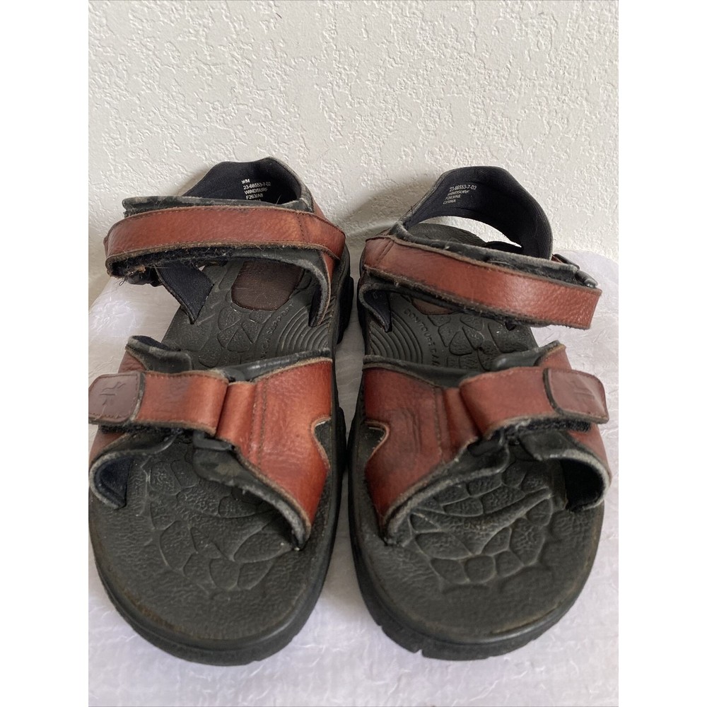 FRYE Windsurf Sandals Brown Leather Strap Shoes Hook & Loop Beach Boat Sz 9M